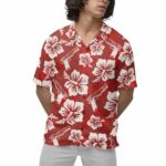 Gun Hibiscus Red Hawaiian Shirt Front 1