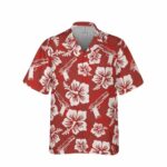 Gun Hibiscus Red Hawaiian Shirt Front