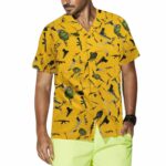 Gun Military Gear Yellow Pattern Hawaiian Shirt Front 1