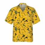 Gun Military Gear Yellow Pattern Hawaiian Shirt Front