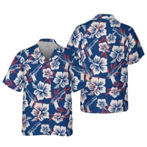 Gun Patriotic Red White Blue Hawaiian Shirt
