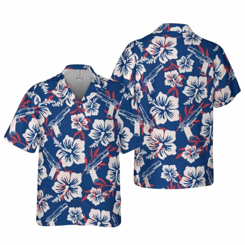 Gun Patriotic Red White Blue Hawaiian Shirt