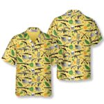 Gun Skull Flag and Topical Pattern Hawaiian Shirt