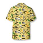 Gun Skull Flag and Topical Pattern Hawaiian Shirt Back