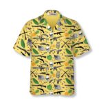 Gun Skull Flag and Topical Pattern Hawaiian Shirt Front