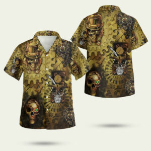 Halloween amazing vintage skull steampunk hawaiian shirt