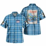Hamm's Beer Blue Stripe Casual Hawaiian Shirt