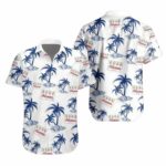Hamms Beer Tropical Summer White Pattern Hawaiian Shirt