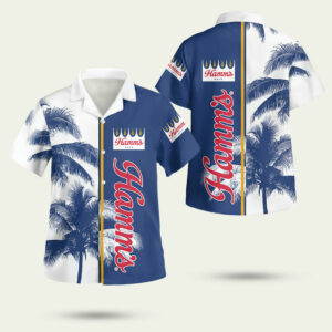 Hamms beer palm tree hawaiian shirt