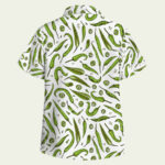 Hand drawn sketch green chili peppers patter hawaiian shirt back