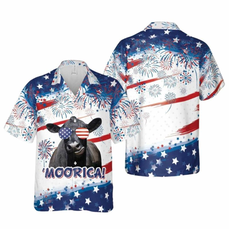 Happy Independence Day Black Angus 4Th Of July Hawaiian Shirt