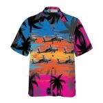 Helicopter Flies Dawn Sky Hawaiian Shirt Front