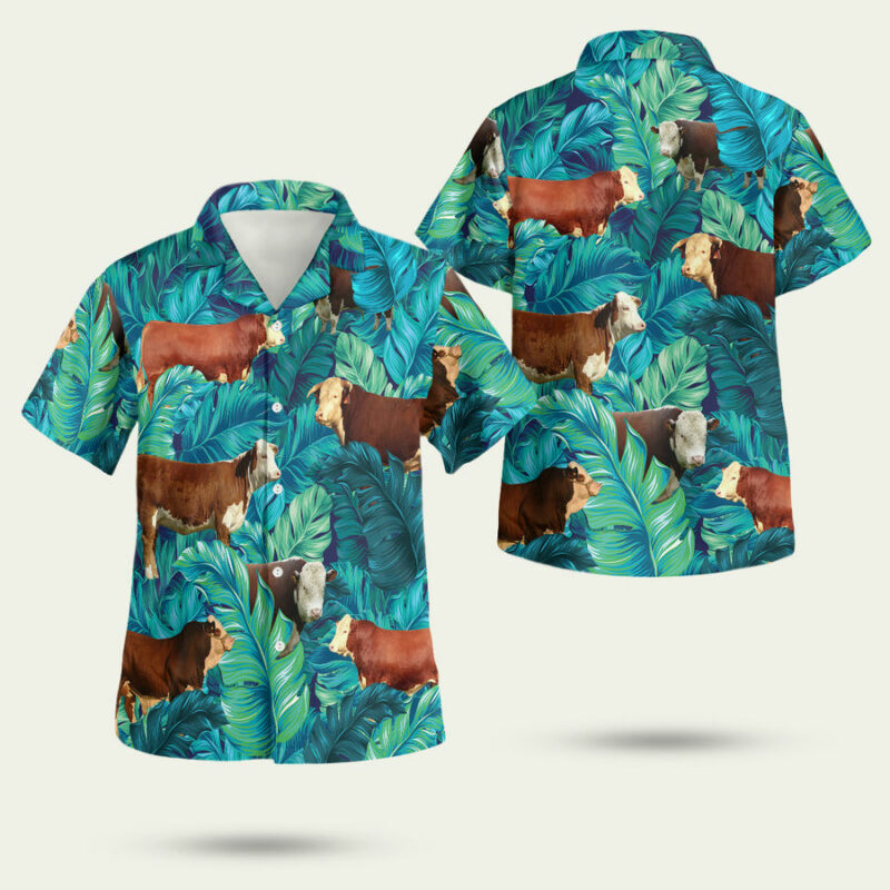 Hereford Cattle Lover Tropical Hawaiian Shirt