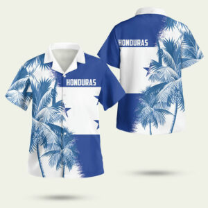 Honduras pride blue and white hawaiian shirt