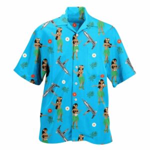 Hula Girl Uzi Gun Hawaiian Shirt