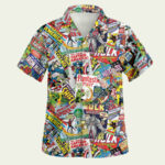 I like superhero comicss hawaiian shirt front side