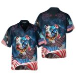 Independence Day 4th Of July Outfit For A Pitbull Dog American Flag Hawaiian Shirt