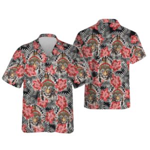 Indigenous Tiger Native Hibiscus Summer Hawaiian Shirt