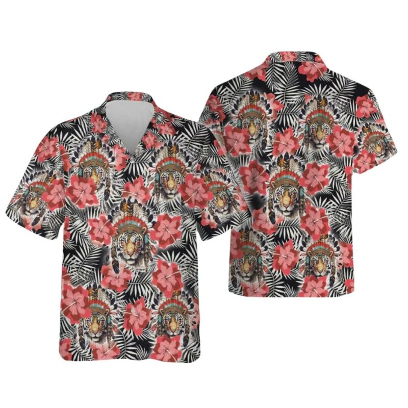 Indigenous Tiger Native Hibiscus Summer Hawaiian Shirt