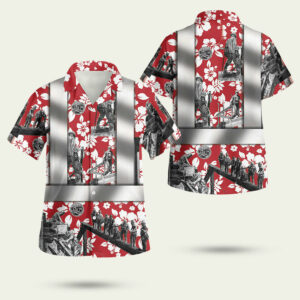 Ironworker safety printed mens hawaiian shirt