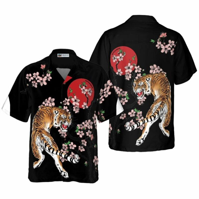 Japanese Tiger Sakura Hawaiian Shirt