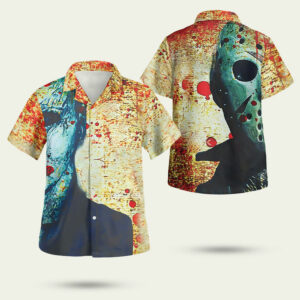 Jason voorhees michael myers half face halloween hawaiian shirt