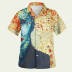Jason voorhees michael myers half face halloween hawaiian shirt front side