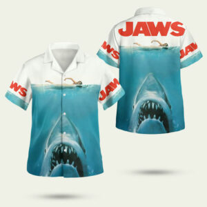 Jaws thriller film shark ocean hawaiian shirt