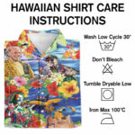 Jimmy buffett colorful tropical hawaiian shirt care instruction