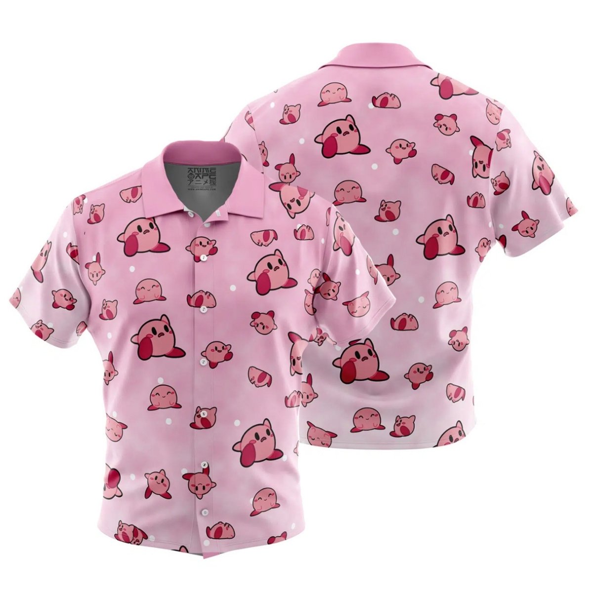 Kirby Anime Ape Pink Pattern Hawaiian Shirt