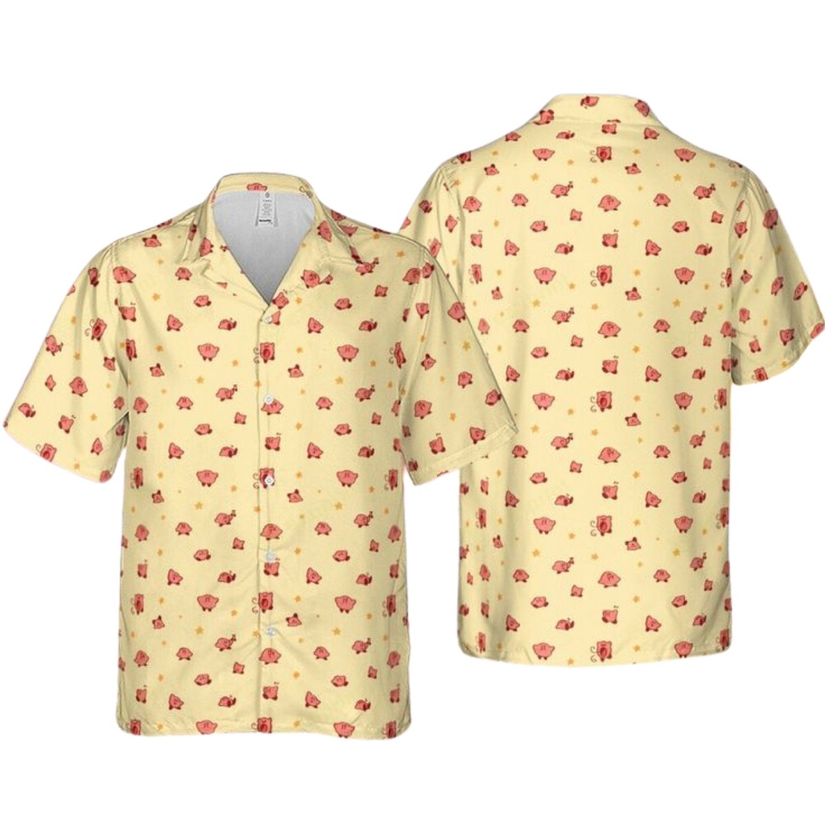 Kirby Characters Yellow Pattern Hawaiian Shirt