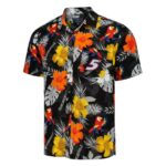 Kyle Larson Margaritaville Black Island Life Floral Hawaiian Shirt Front