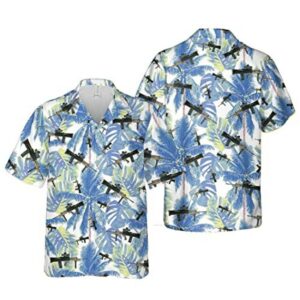 L85a2 Gun Blue Leaves Pattern Hawaiian Shirt