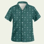 Legend of zelda triforce shield sword green loz hawaiian shirt front side