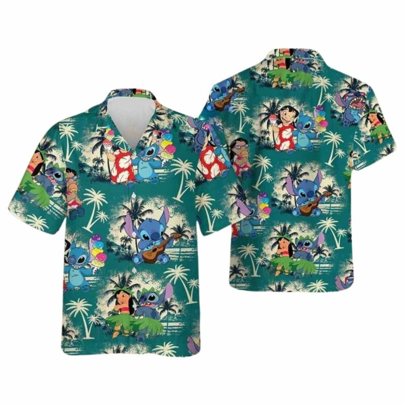 Lilo And Stitch Eating Ice Cream Disney Hawaiian Shirt