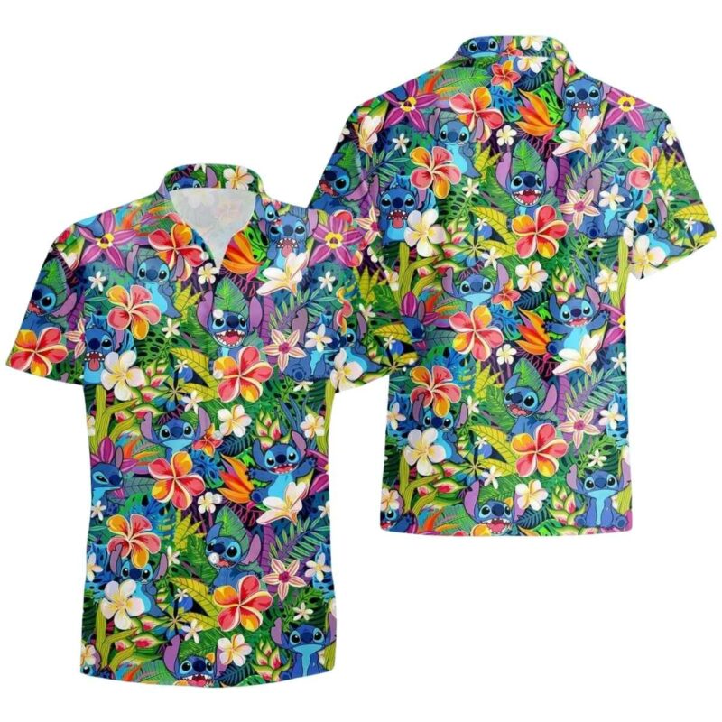 Lilo And Stitch Floral Hawaiian Shirt