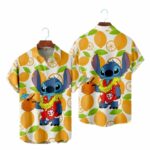 Lilo And Stitch Orange Pattern Summer Hawaiian Shirt