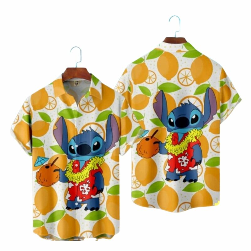 Lilo And Stitch Orange Pattern Summer Hawaiian Shirt