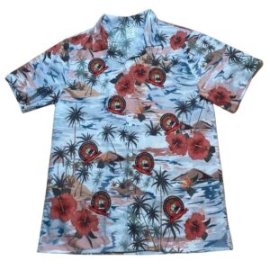 Marine Corps Scholarship Large Hibiscus Military USMC Hawaiian Shirt