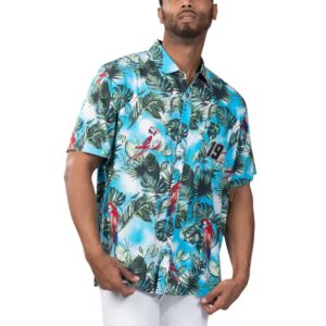 Martin Truex Jr Margaritaville Light Blue Jungle Parrot Party Hawaiian Shirt