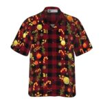 Merry Christmas Red Plaid Pattern Hawaiian Shirt Front