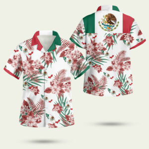 Mexico flag tropical hawaiian shirt