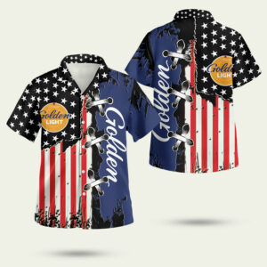 Michelob golden light american flag hawaiian shirt