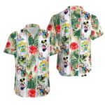 Mickey And Friends Summer Vacation Tropical Leaves Floral Hawaiian Shirt