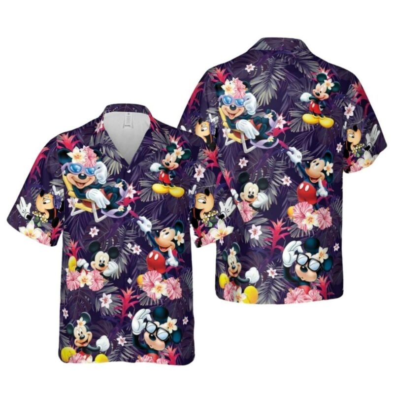 Mickey Mouse Floral Tropical Hawaiian Shirt