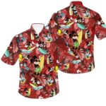 Mickey Mouse Surfing Red Patterns Summer Tropical Disney Hawaiian Shirt