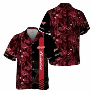 Midnight Tropical Foliage Budweiser Hawaiian Shirt