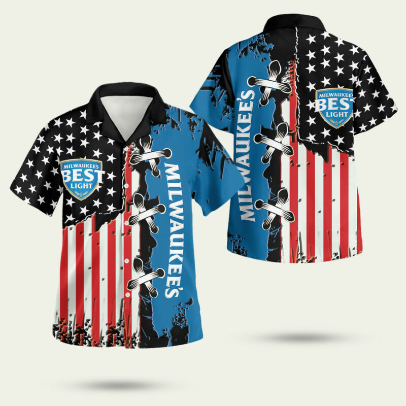 Milwaukees Best Light American Flag Hawaiian Shirt