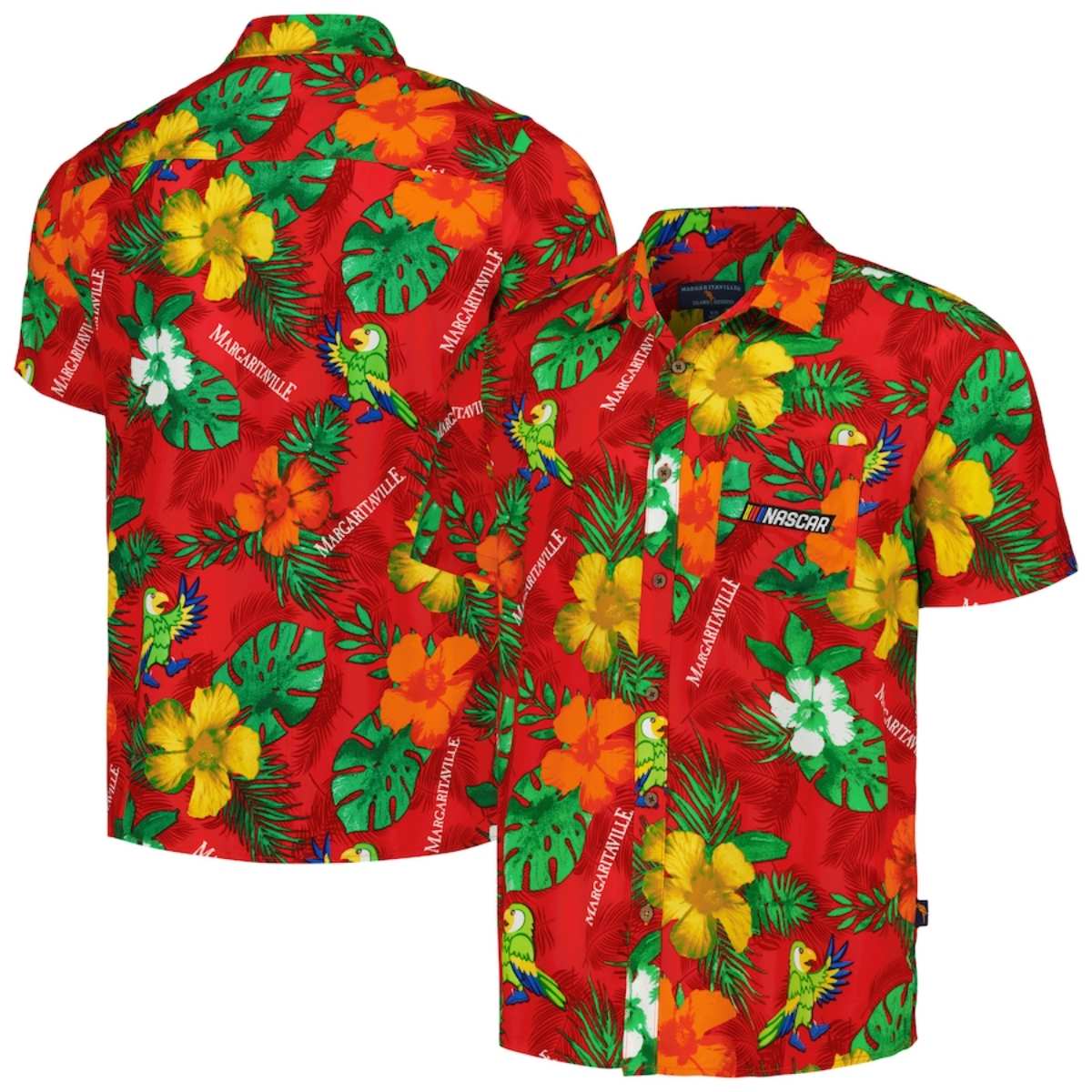 Nascar Margaritaville Red Island Life Floral Party Hawaiian Shirt