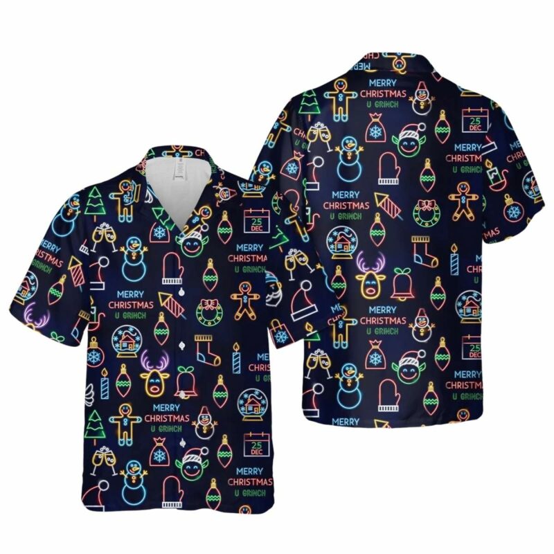 Neon Christmas Xmas Hawaiian Shirt
